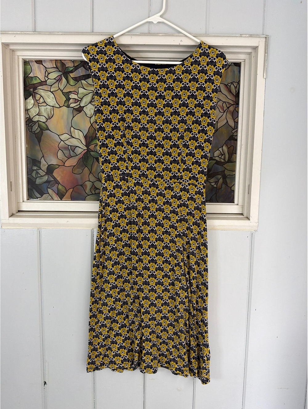 Boden Women's yellow navy Floral Print Dress Size 4R